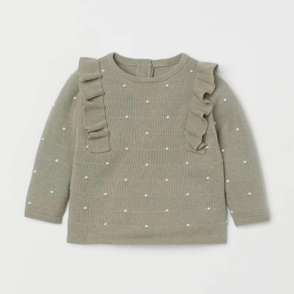 H&M Flounced Fine-Knit Sweater 9M